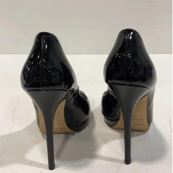 Women’s Jimmy Choo Black Patent Peep-Toe Platform Pumps Heels Size 36